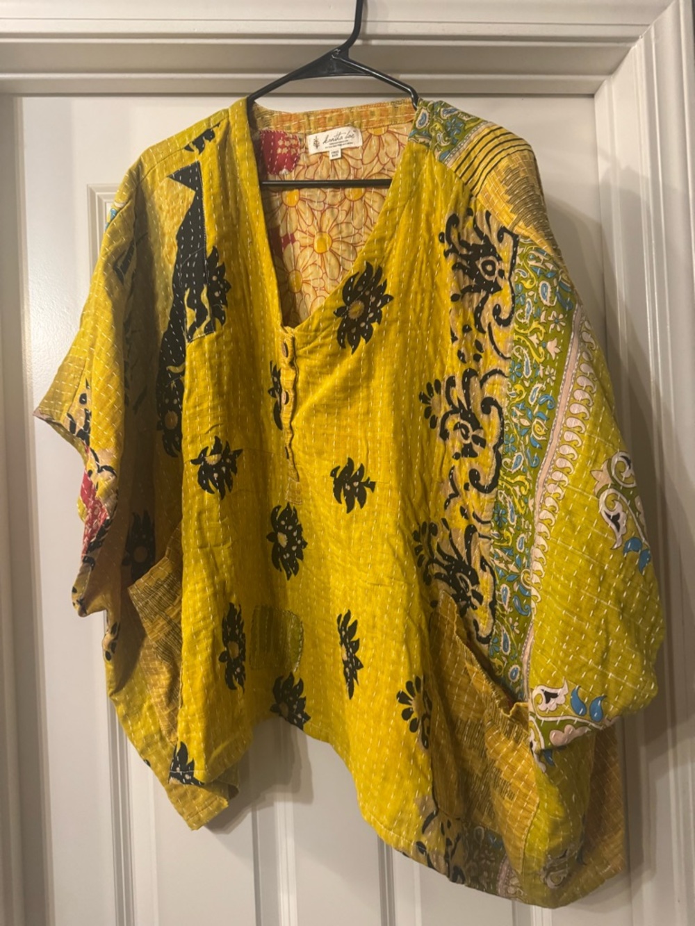 Bohemian V-Neck Tunic Top in Mustard Yellow